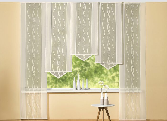 Schiebegardine mit dezentem Wellen-Dessin CHAMPAGNER