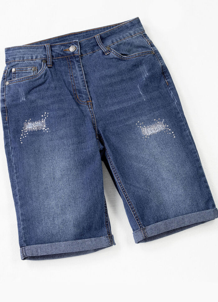 Jeans-Bermudas mit tollen Used-Effekten JEANSBLAU
