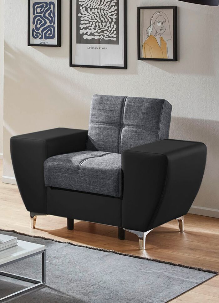 Frei im Raum aufstellbare Polsterm&ouml;bel mit Bettkasten und Liegefunktion ANTHRAZIT-SCHWARZ