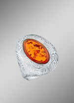 Zeitloser Damenring mit echt Bernstein 