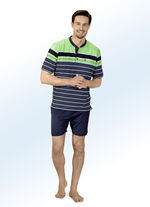 Hajo Klima Komfort Shorty mit Knopfleiste, garngef&auml;rbtem Ringeldessin 