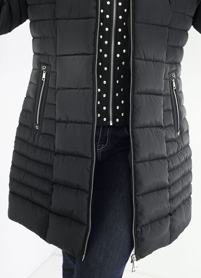 Longjacke mit Riegel an der abnehmbaren Kapuze 