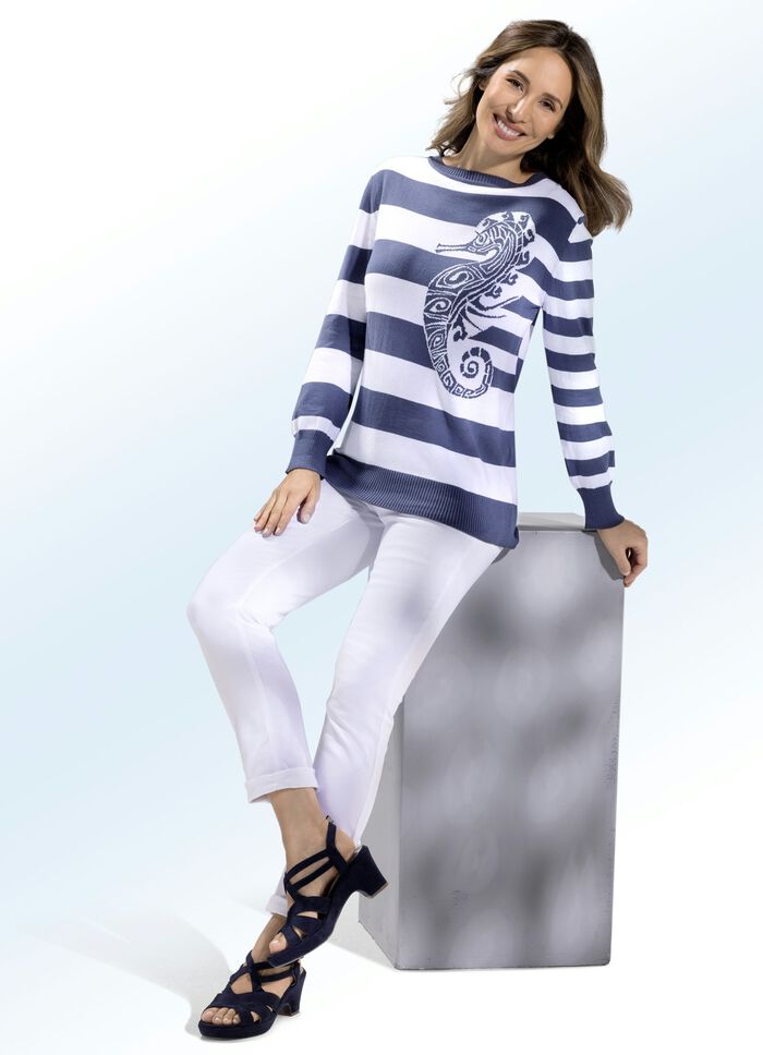 Jeans mit sch&ouml;nen Stickereien WEISS