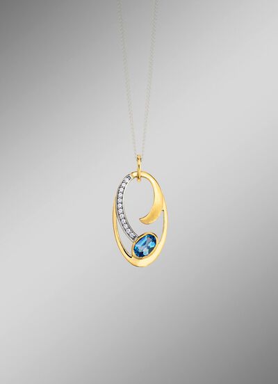 Anh&auml;nger mit Blautopas und Zirkonia 