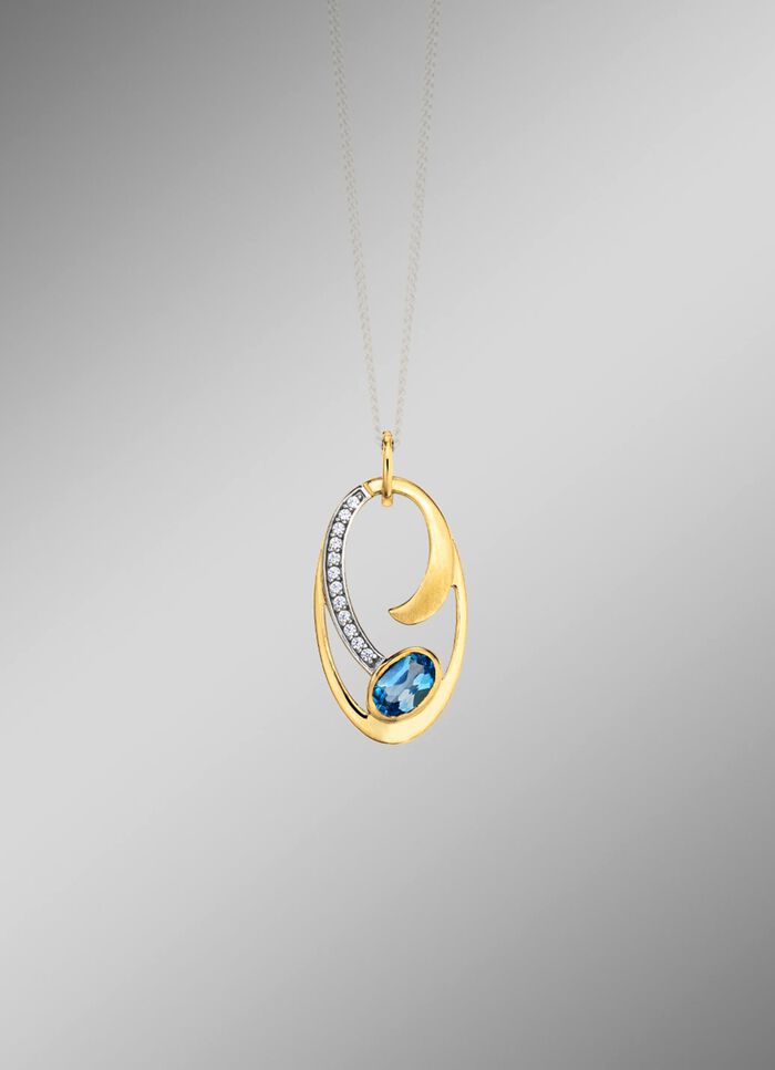 Anh&auml;nger mit Blautopas und Zirkonia 