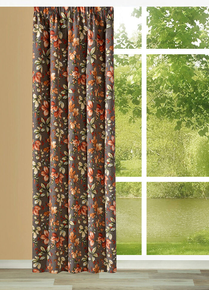 Übergardine mit Blättermotiven