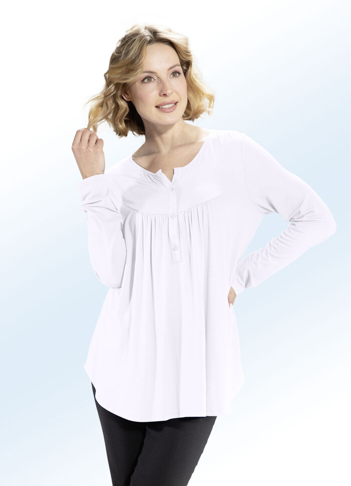 Shirt-Tunika mit rundem Halsausschnitt WEISS