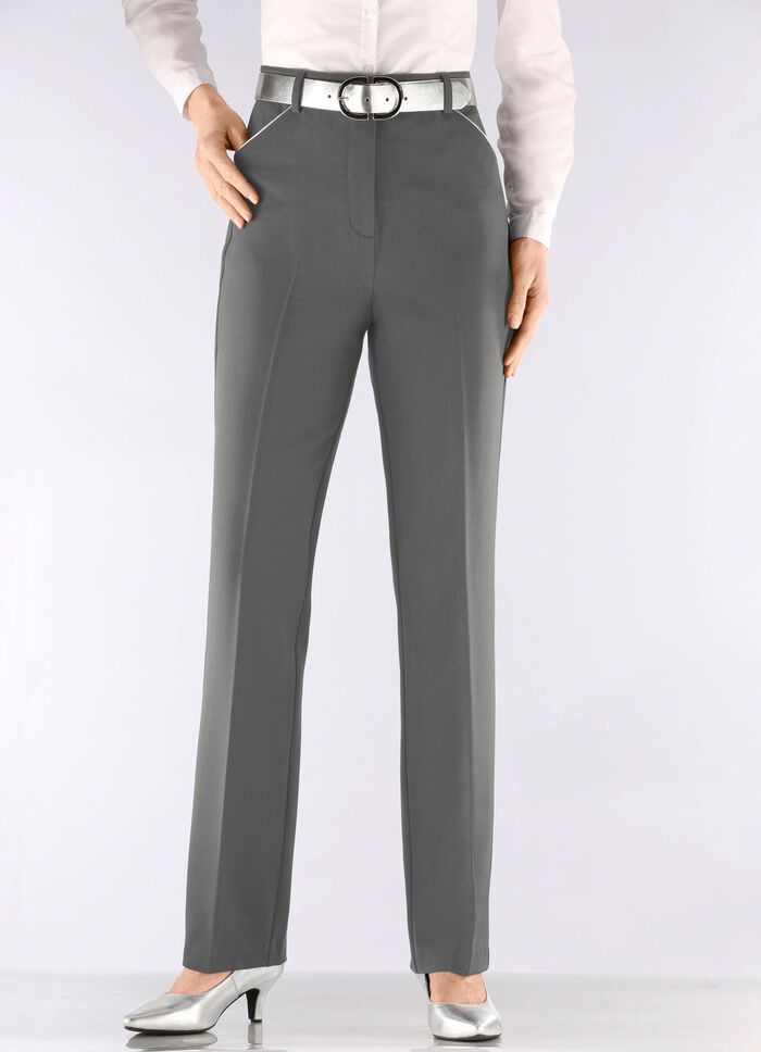 Hose mit silberfarbener Kontrastpaspel 