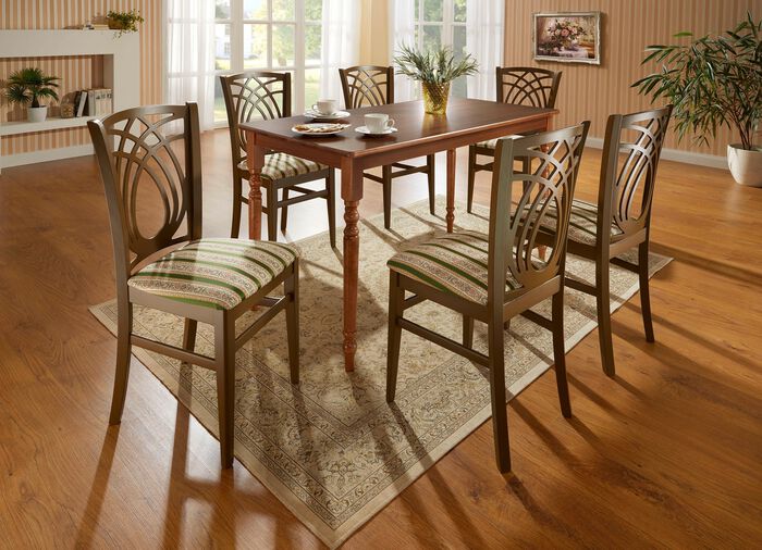 St&uuml;hle mit gestreiftem Bezug GR&Uuml;N