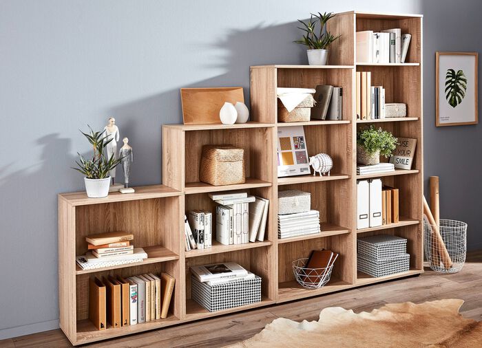 Klassische Regal-Serie mit Kunststofffüßen EICHE SONOMA
