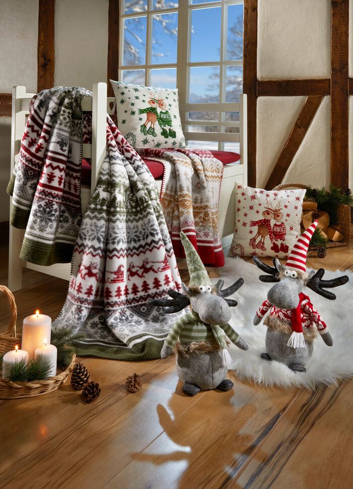 Kissenbezug mit Rentierpaar in Samtoptik 