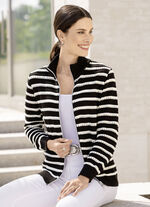 Strickjacke in Ringeldessin mit Ajourakzenten 