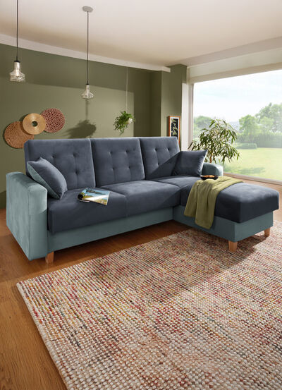 Gemütliche Polsterecke mit Bettfunktion 