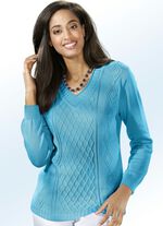 Pullover mit Rautenstruktur TÜRKIS