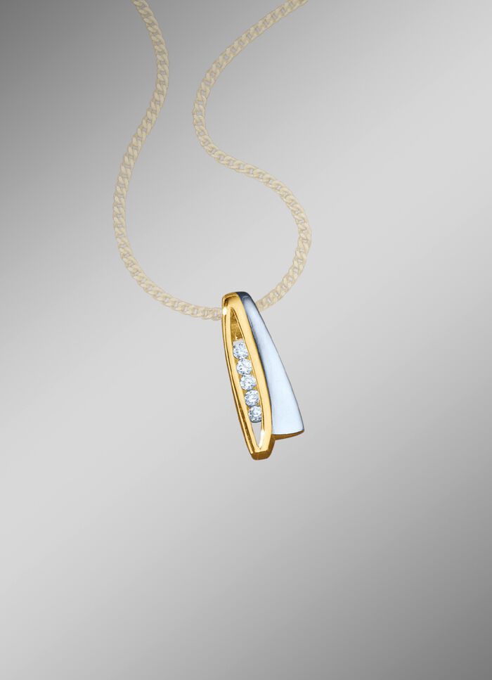Anh&auml;nger in Bicolor mit synth. Zirkonia 