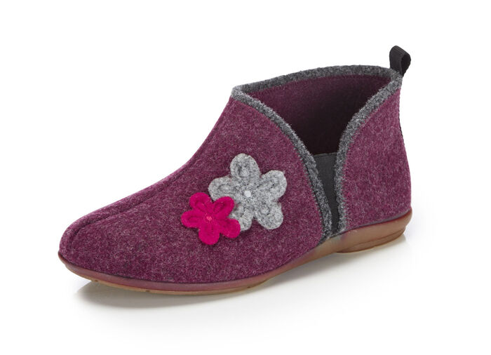 Laurina Hausschuh mit kontrastfarbener Applikation BORDEAUX