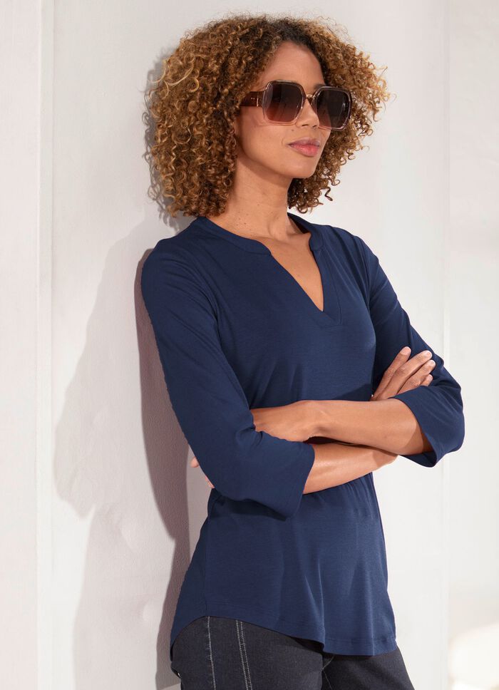 Shirt-Tunika mit Stehkragen MARINE