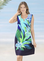 Kleid mit farbbrillantem Druckdessin, ärmellos 