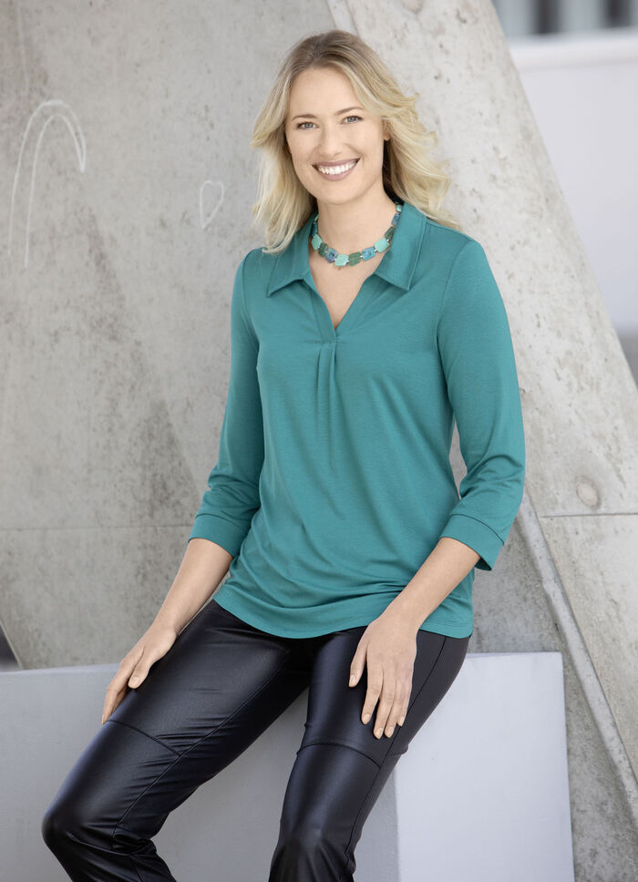 Shirt-Tunika mit aparter Kragenl&ouml;sung 