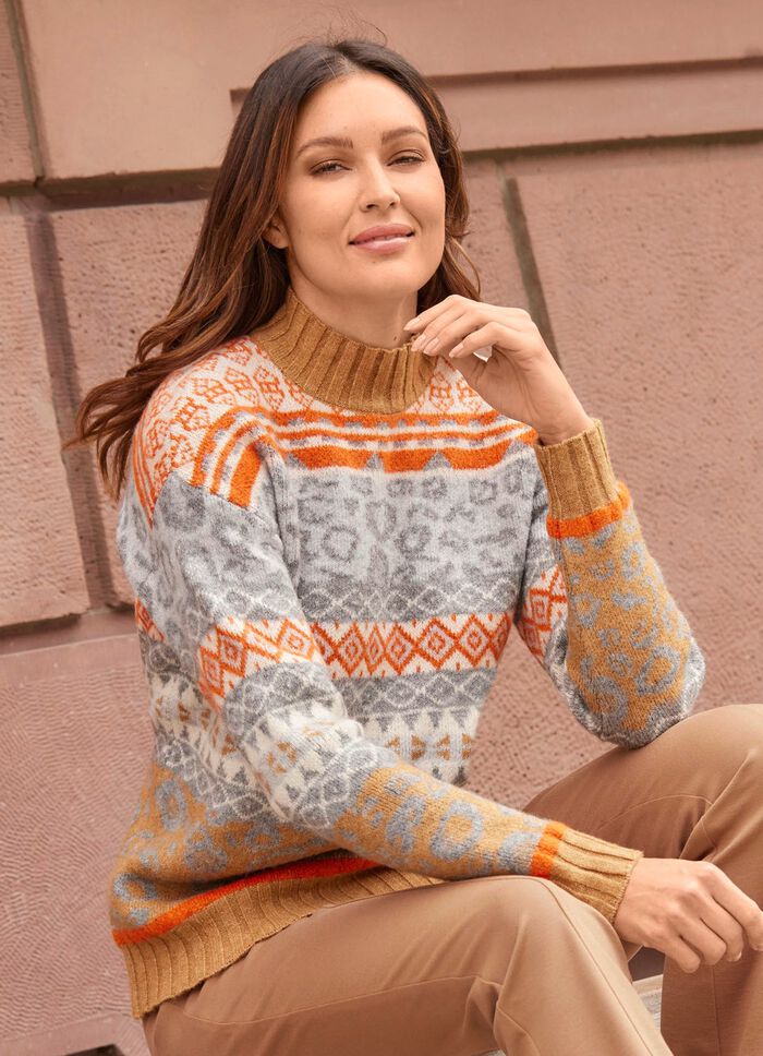 Pullover in aufwendigem Mustermix 