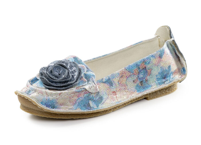 Laura Vita Ballerina mit Lederblüte BLAU-MULTICOLOR