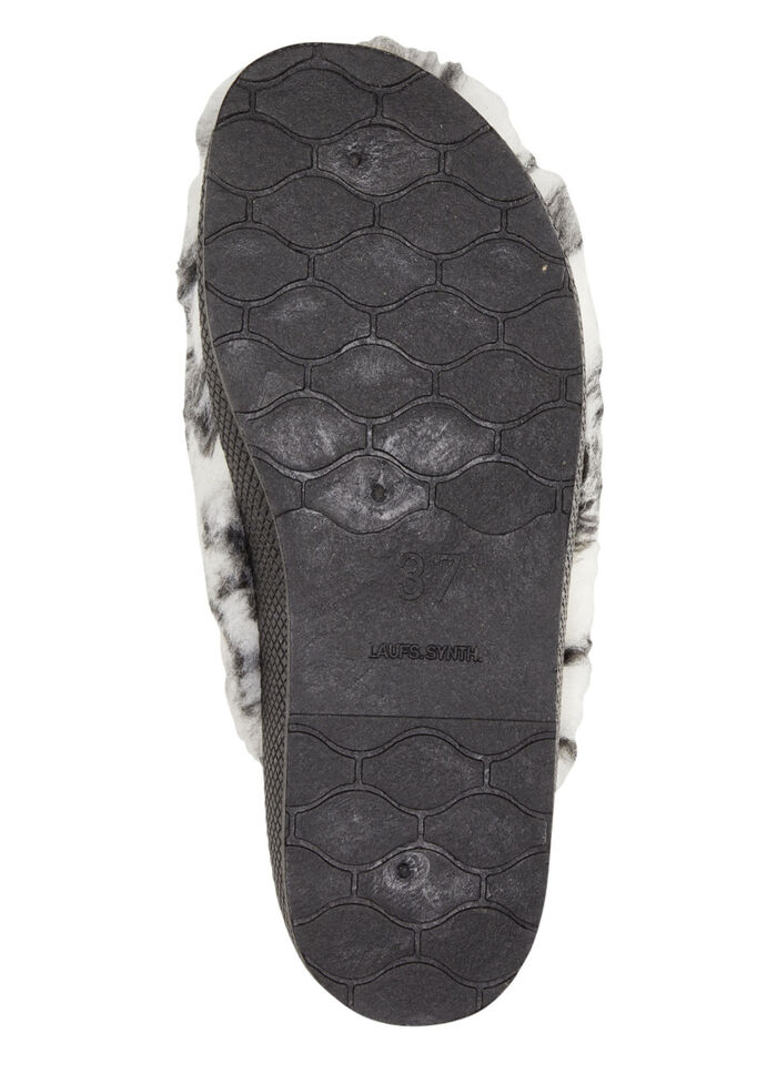 Pantoffel aus bedrucktem Plüschmaterial ECRU-GRAU