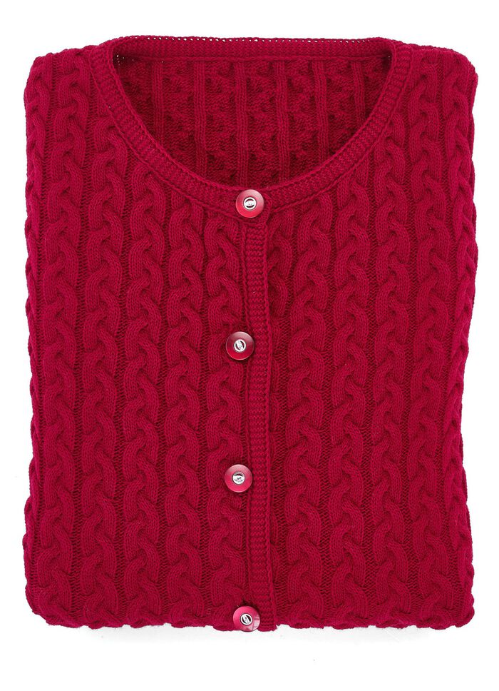 Strickjacke mit Schurwolle WEINROT