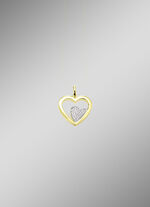 Herz-Anhänger in Bicolor mit synth. Zirkonia 