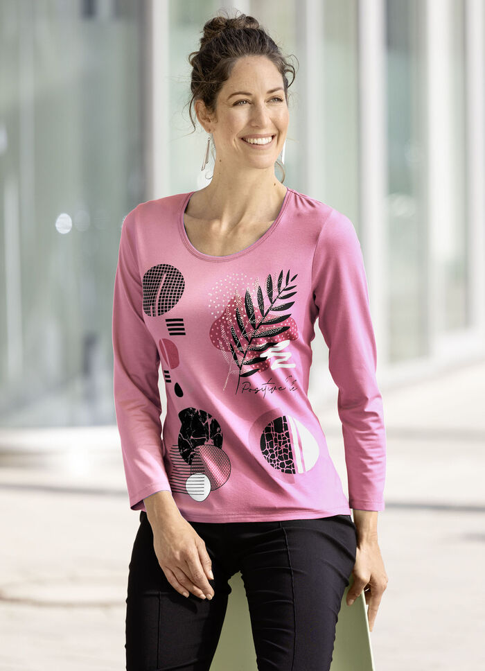 Hübsches Shirt mit Kontrast-Druck ROSA