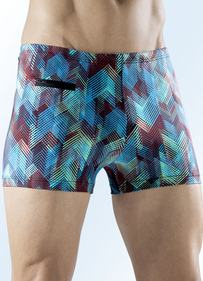 Schwab Badehose in h&ouml;herer Kastenform mit buntem Druckdessin 