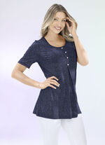 Longshirt mit dezentem Allover-Druck in 2 Farben MARINE-SILBER