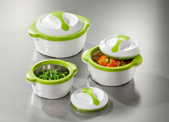 Thermoschüsseln von Cucinova zum Warm- oder Kühlhalten WEISS-GRÜN