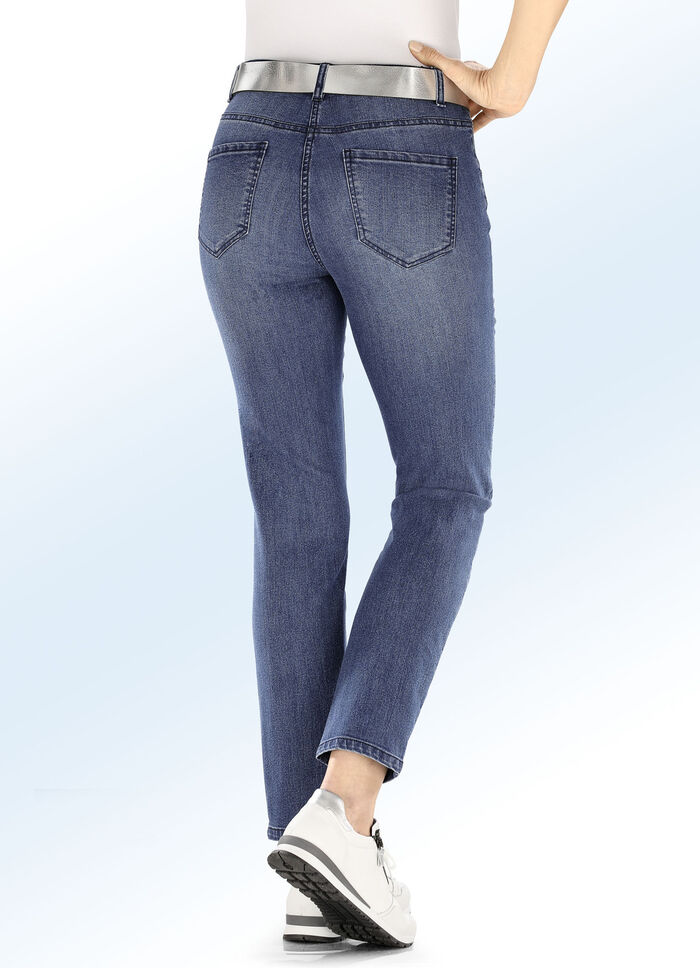 Jeans mit aufwendig gearbeiteten Destroyed-Effekten JEANSBLAU