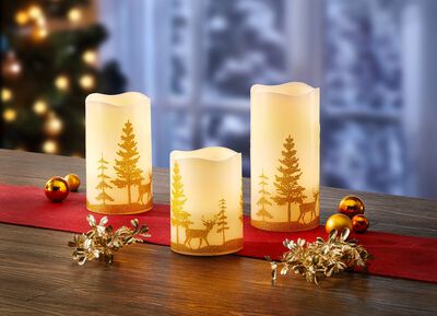 LED-Echtwachskerzen, 3-er-Set 