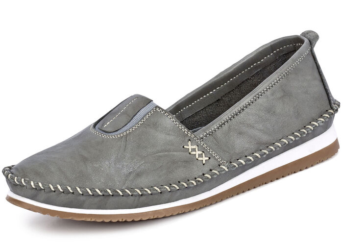 Andrea Conti, leichte Damen-Slipper, mit Gummizug GRAFIT