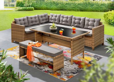 Stilvolle Ecklounge mit Bank 