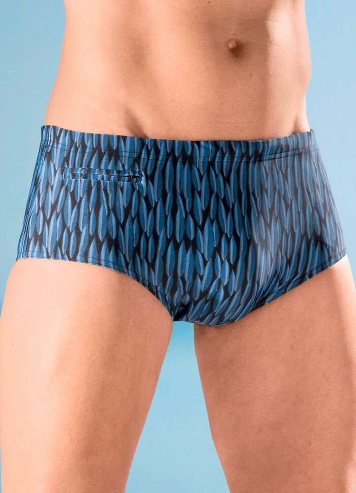 Badehose in h&ouml;herer Slipform mit Rei&szlig;verschlusstasche 