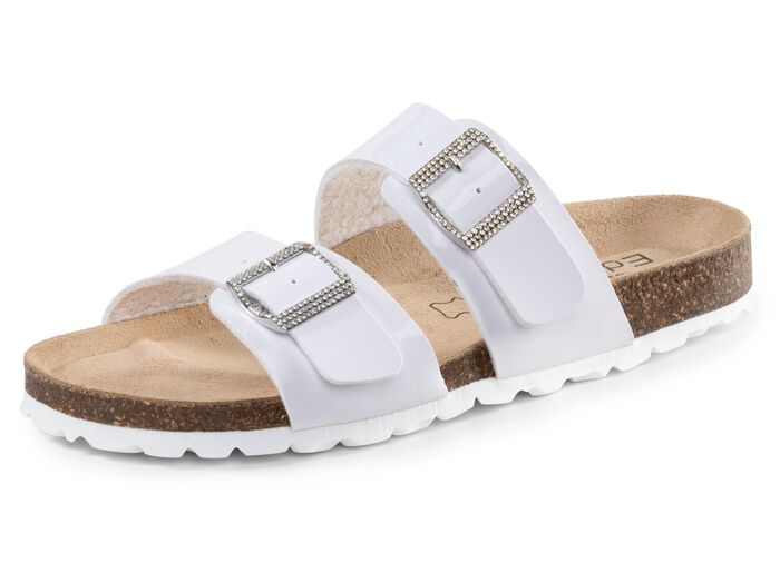 ELENA EDEN Pantolette mit Glitzersteinchen verzierten Schlie&szlig;en WEISS