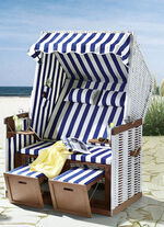 Strandkorb mit pflegeleichtem Kunststoffgeflecht BLAU-WEISS