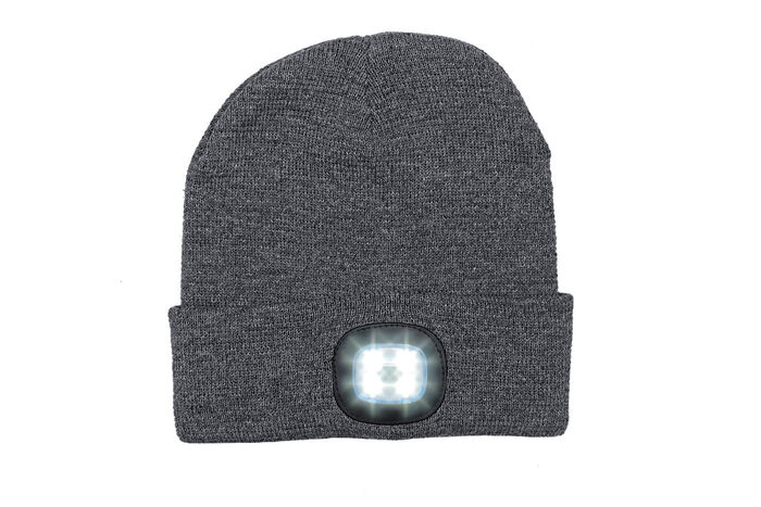 Modische Mütze mit integrierter, herausnehmbarer LED-Lampe GRAU