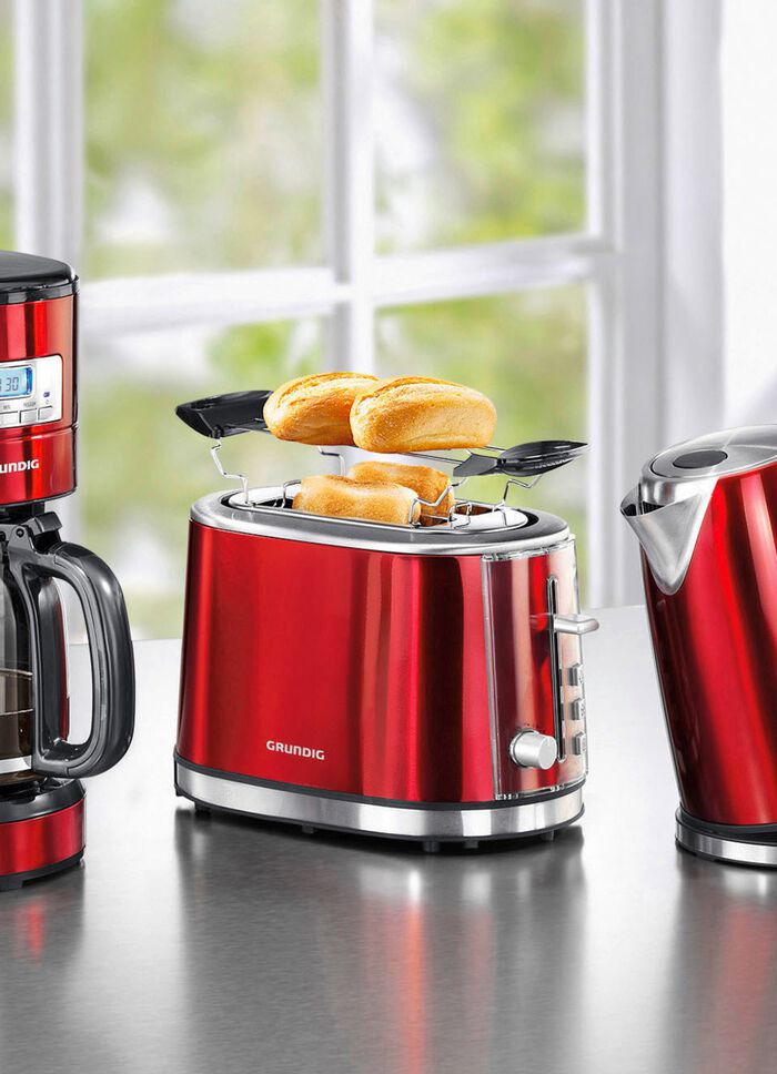 Grundig Fr&uuml;hst&uuml;cksserie aus hochwertig lackiertem Edelstahl ROT