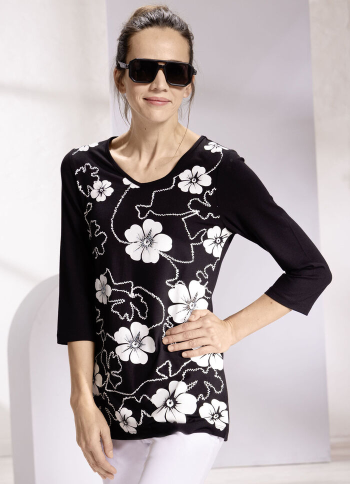 Shirt mit Strasszier SCHWARZ