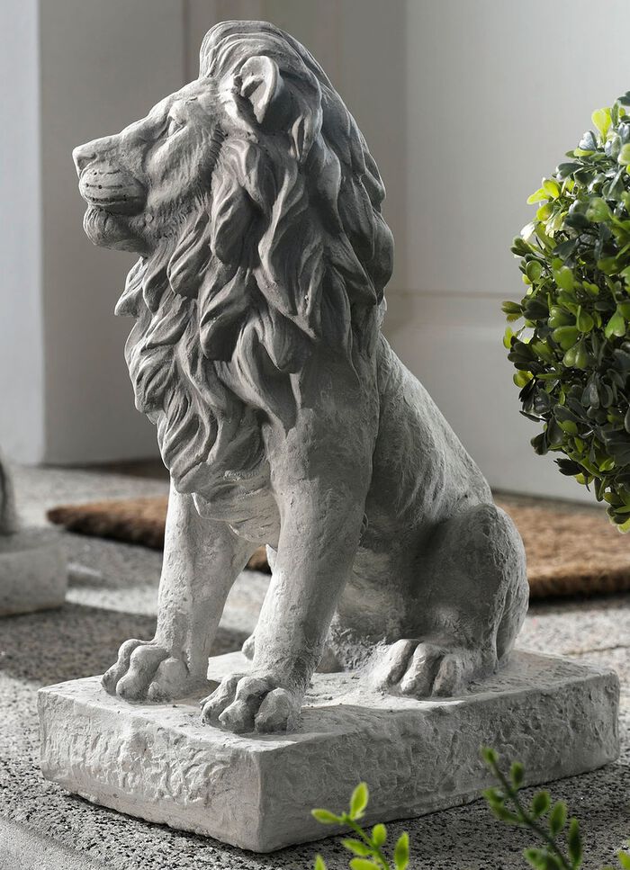 Portal-L&ouml;wen aus frostfestem Steinguss GRAU