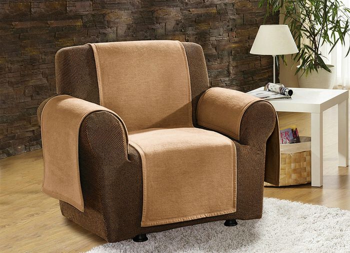 Sessel-,Couch- und Armlehnenschoner mit Veloursbandeinfassung 