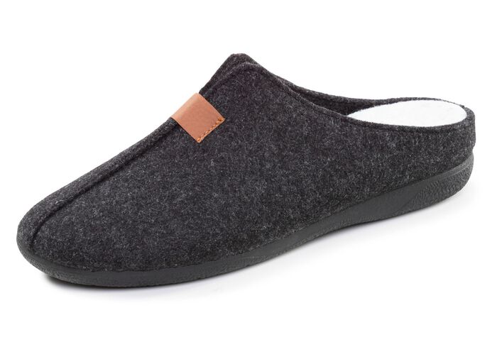 Klassische Herren-Hausschuhe, aus Wollfilz ANTHRAZIT