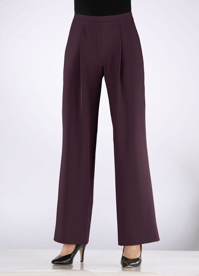 Hose mit Bundfalten in modischer Weite AUBERGINE