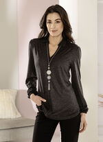 Poloshirt mit Kräuselung im Schulterbereich 