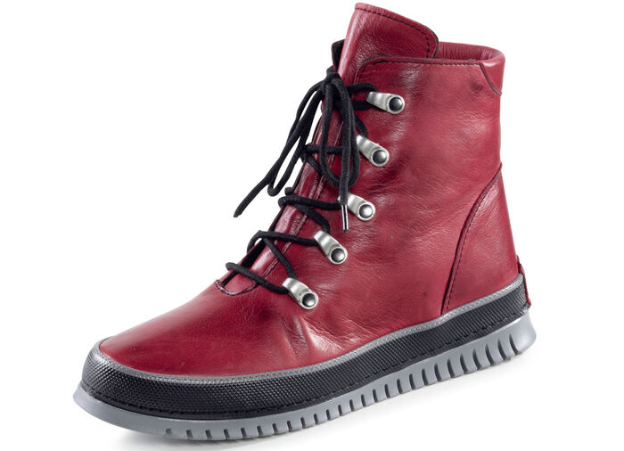 Gemini Schnür-Bootie aus weichem Rind-Nappaleder GRANATROT