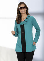 Sweatshirt mit V-Ausschnitt in 2 Farben SMARAGDGRÜN