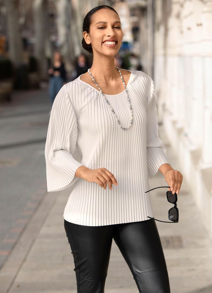 Tunika aus duftigem Plisse&eacute; ECRU